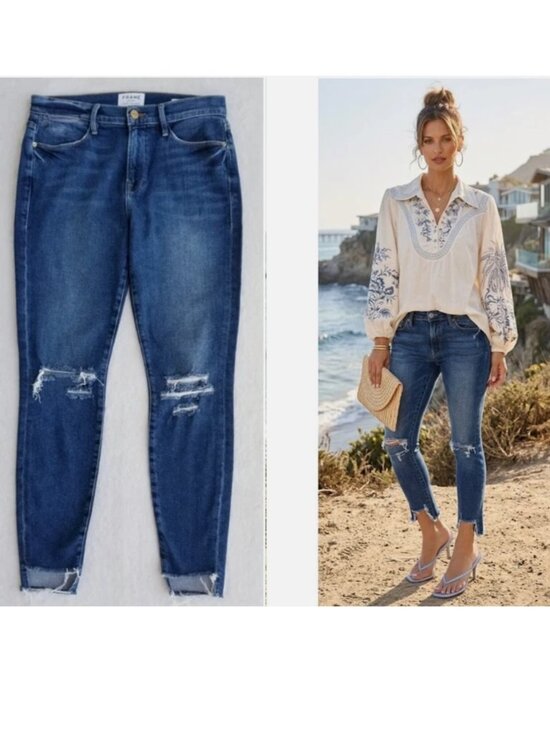 Frame Denim Denim - FRAME DENIM "le high skinny stretch" raw distressed anthropologie jeans $238 28